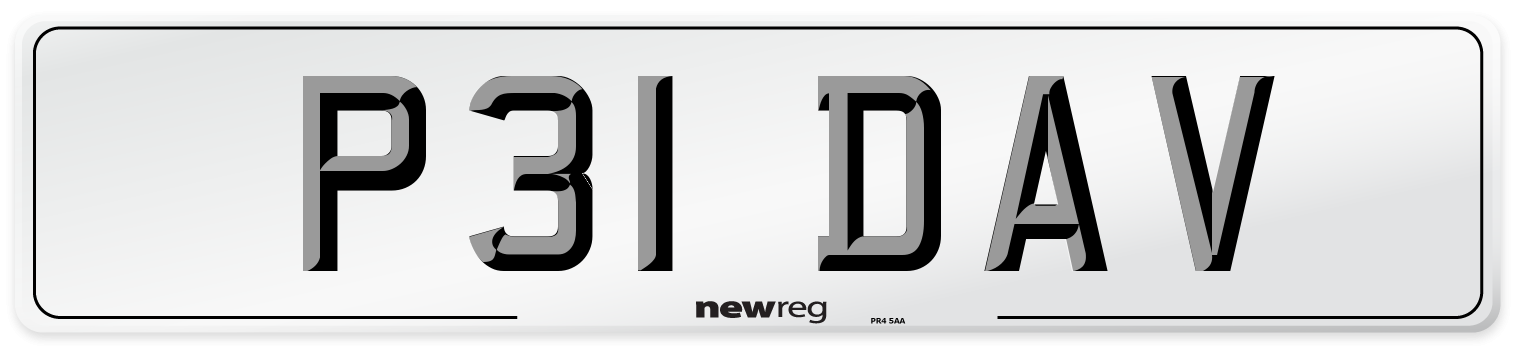 P31 DAV Number Plate from New Reg